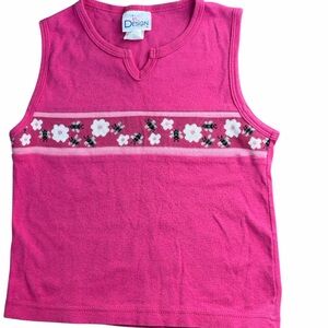 Vintage Design Fuchsia Floral girls youth sleeveless pullover Top shirt size 10